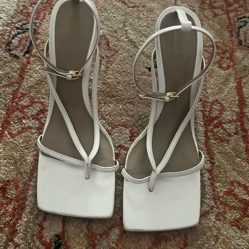Made in Italy Bottega Veneta White Strappy Heels